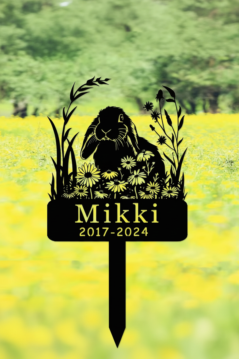 Miss You Kanin Trädgårdsspjut – Minnesdekor i Metall