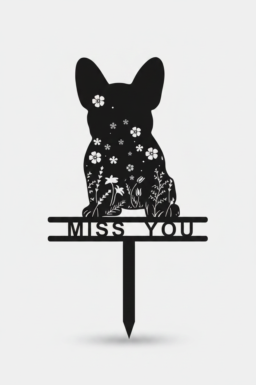 Miss You Fransk bulldog Trädgårdsspjut – Minnesdekor i Metall (kopia)